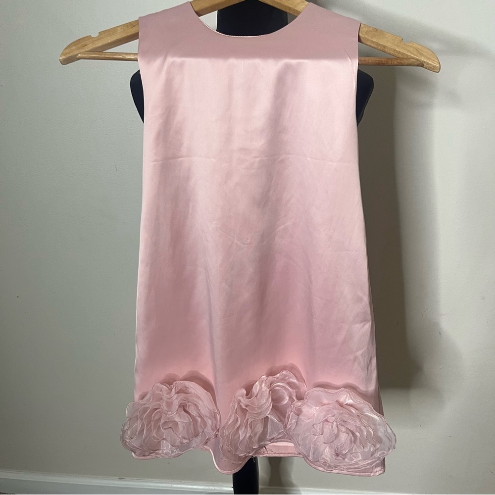 SHEIN Girls Light Pink Satin Flower Appliqué‎ Detachable Bow Dress Kids Sz 7